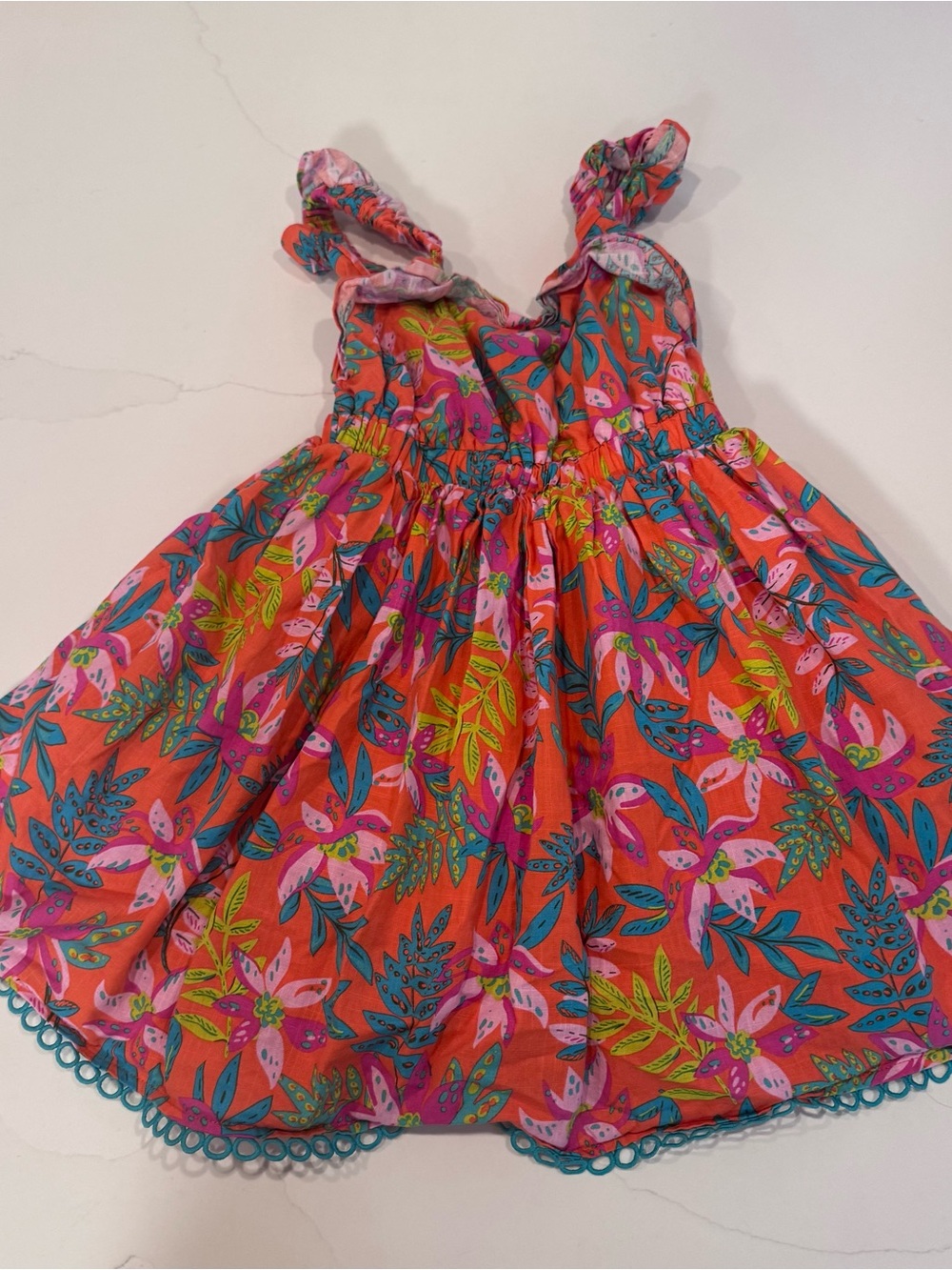 Tommy Bahama Girls Coral Floral Tie-Strap Sundress